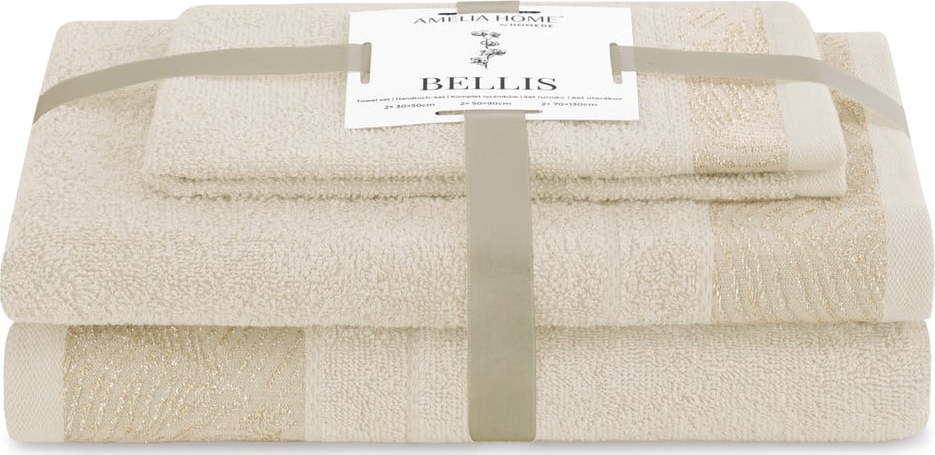Béžové froté bavlněné ručníky a osušky v sadě 3 ks Bellis – Restilo Restilo