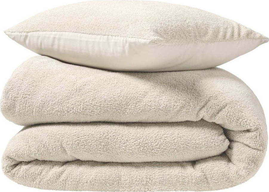 Béžové povlečení na dvoulůžko/prodloužené z mikroplyše 240x220 cm Helena – douceur d'intérieur Douceur d intérieur