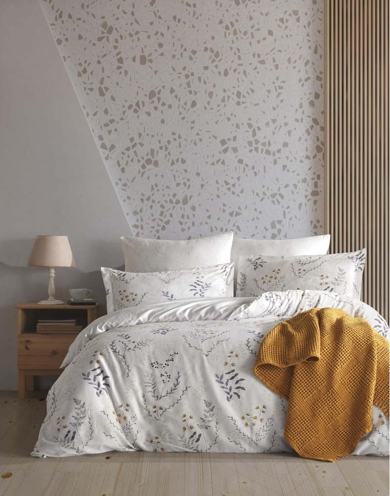 Béžové povlečení na jednolůžko z bavlny Renforcé 140x200 cm Soft Floral – Mila Home Luxury Mila Home Luxury