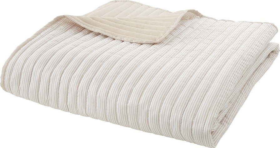Béžový prošívaný přehoz 220x230 cm Stripe – Catherine Lansfield Catherine Lansfield