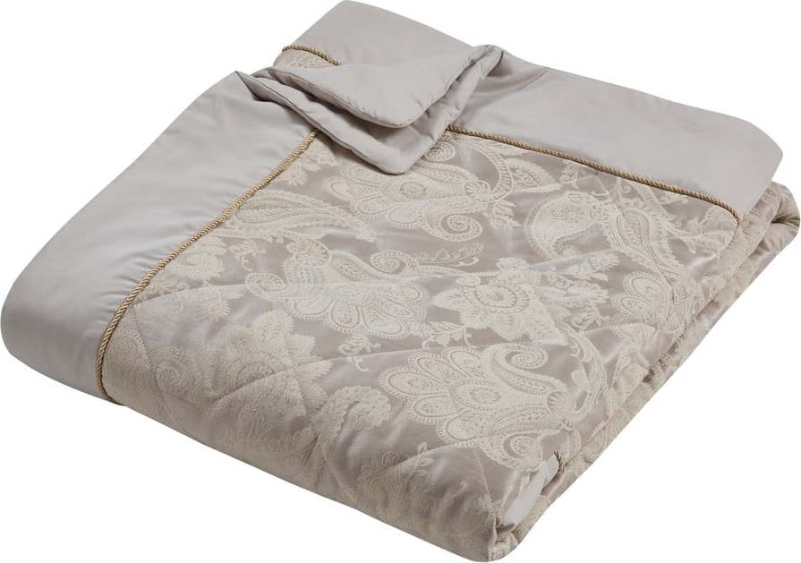 Béžový prošívaný přehoz z žakáru 240x260 cm Opulent Jacquard – Catherine Lansfield Catherine Lansfield