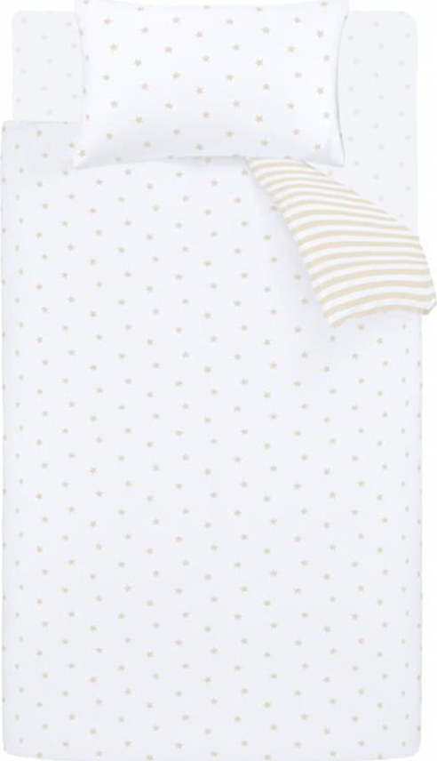 Bílé/béžové bavlněné dětské povlečení na dvoulůžko 200x200 cm Mini Star & Stripes – Bianca Bianca