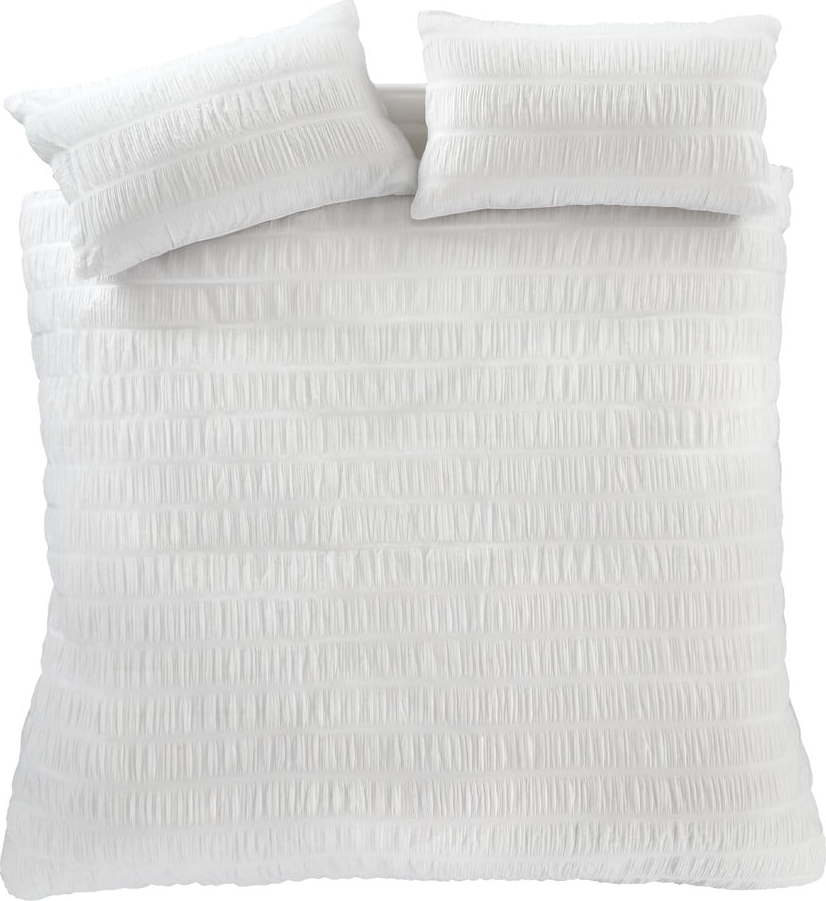 Bílé krepové povlečení na dvoulůžko/prodloužené 230x220 cm Seersucker – Catherine Lansfield Catherine Lansfield