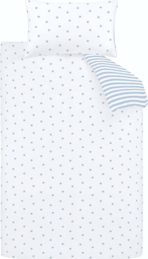 Bílé/modré bavlněné dětské povlečení na dvoulůžko 200x200 cm Mini Star & Stripes – Bianca Bianca