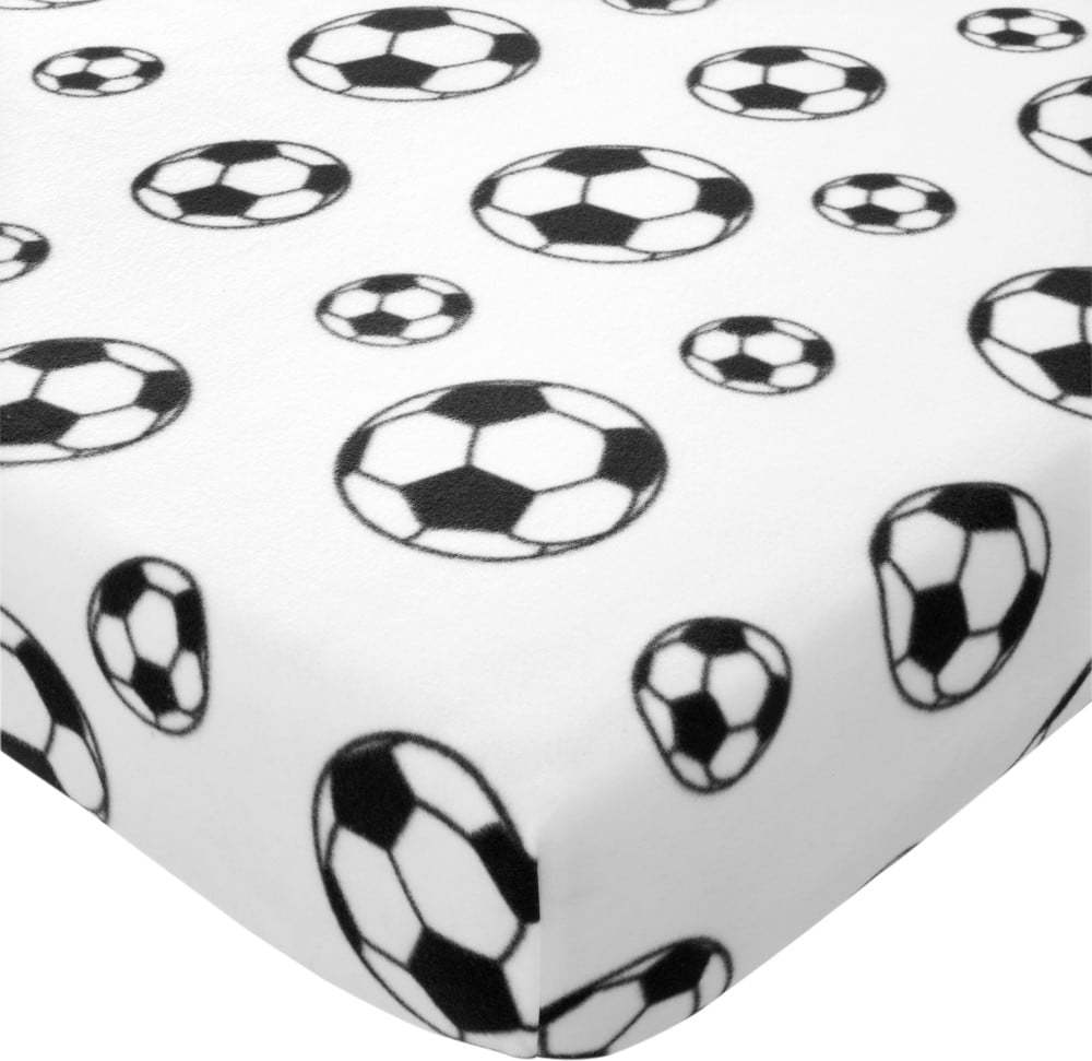 Bílé napínací fleecové dětské prostěradlo do postýlky 70x140 cm Football – Catherine Lansfield Catherine Lansfield