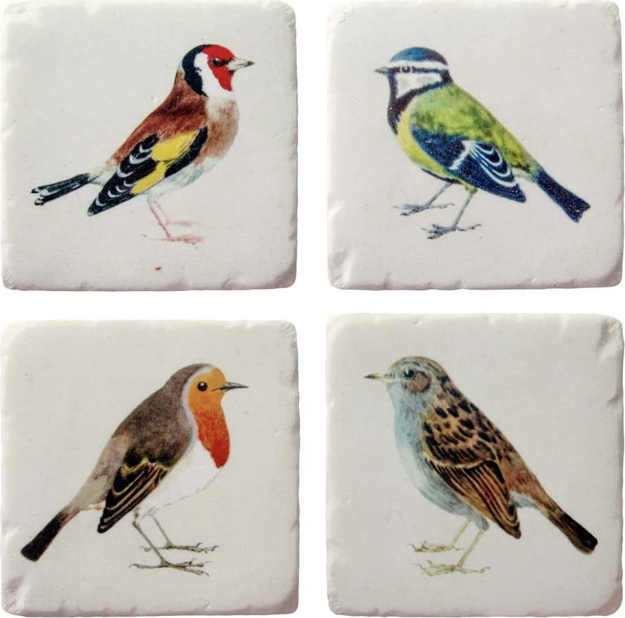 Bílé podtácky v sadě 4 ks z polyresinu Vintage Birds – Sass & Belle Sass & Belle