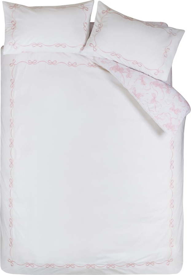 Bílé povlečení na dvoulůžko 200x200 cm Bow Embroidery – Catherine Lansfield Catherine Lansfield