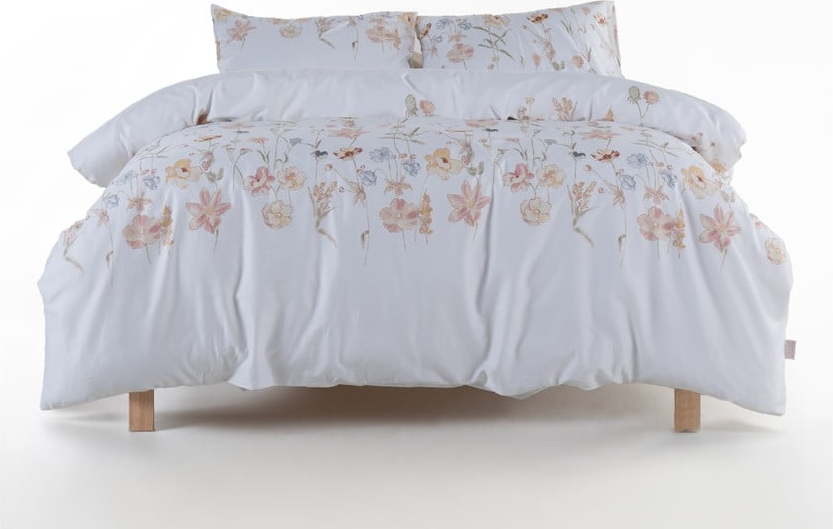 Bílé povlečení na dvoulůžko/prodloužené z bavlněného saténu 240x220 cm Ivory Garden Floral – Mila Home Luxury Mila Home Luxury