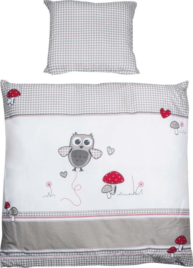 Bílé/šedé bavlněné dětské povlečení do postýlky 80x80 cm Adam & Eule – Roba Roba