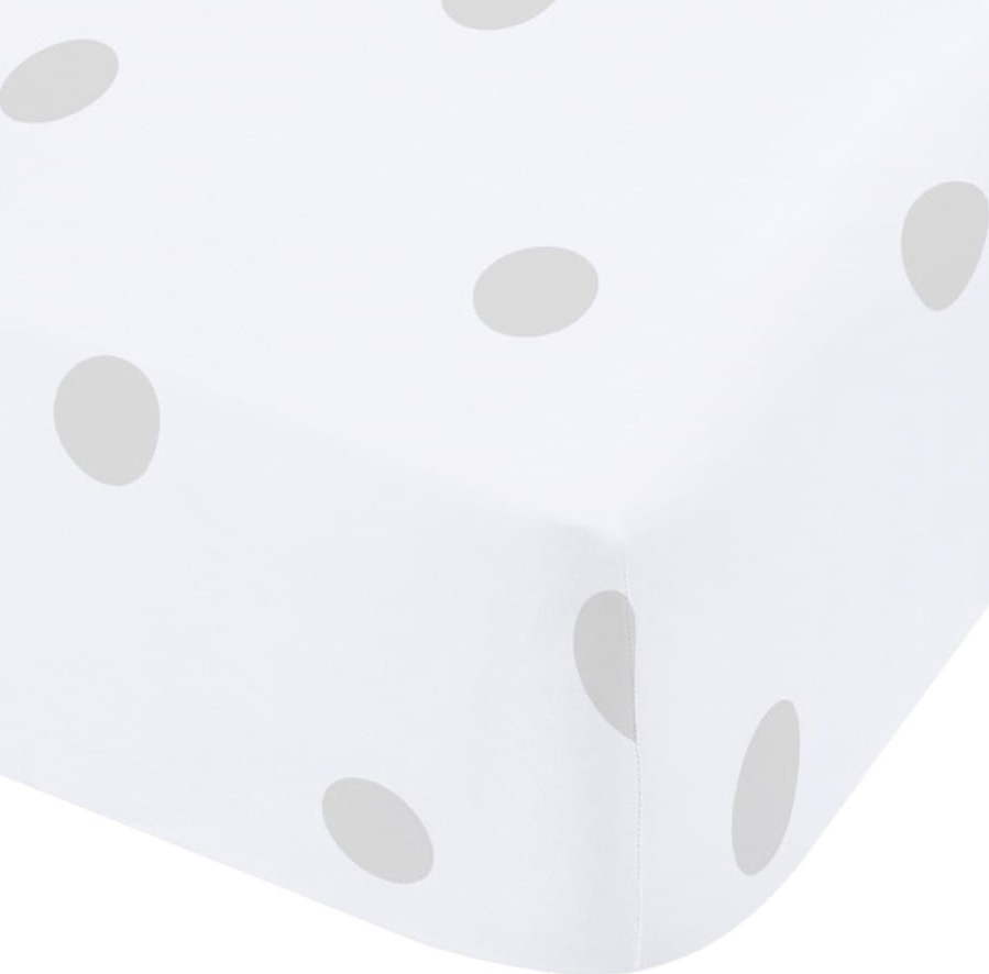 Bílé/šedé napínací flanelové prostěradlo 150x200 cm Polka Dot – Catherine Lansfield Catherine Lansfield
