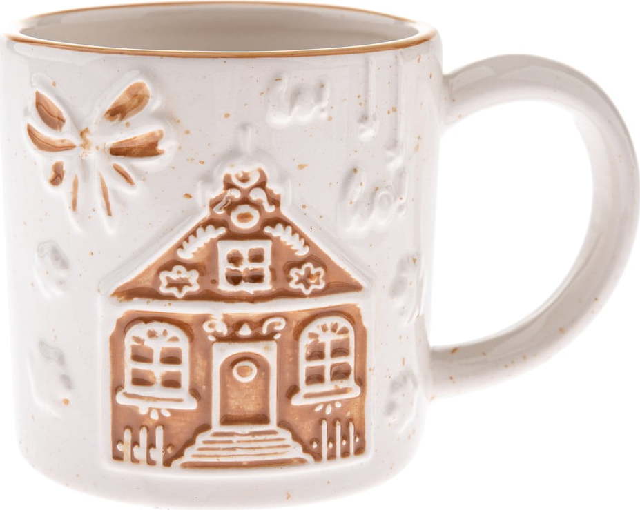 Bílý keramický hrnek s vánočním motivem Christmas cottage – Dakls Dakls