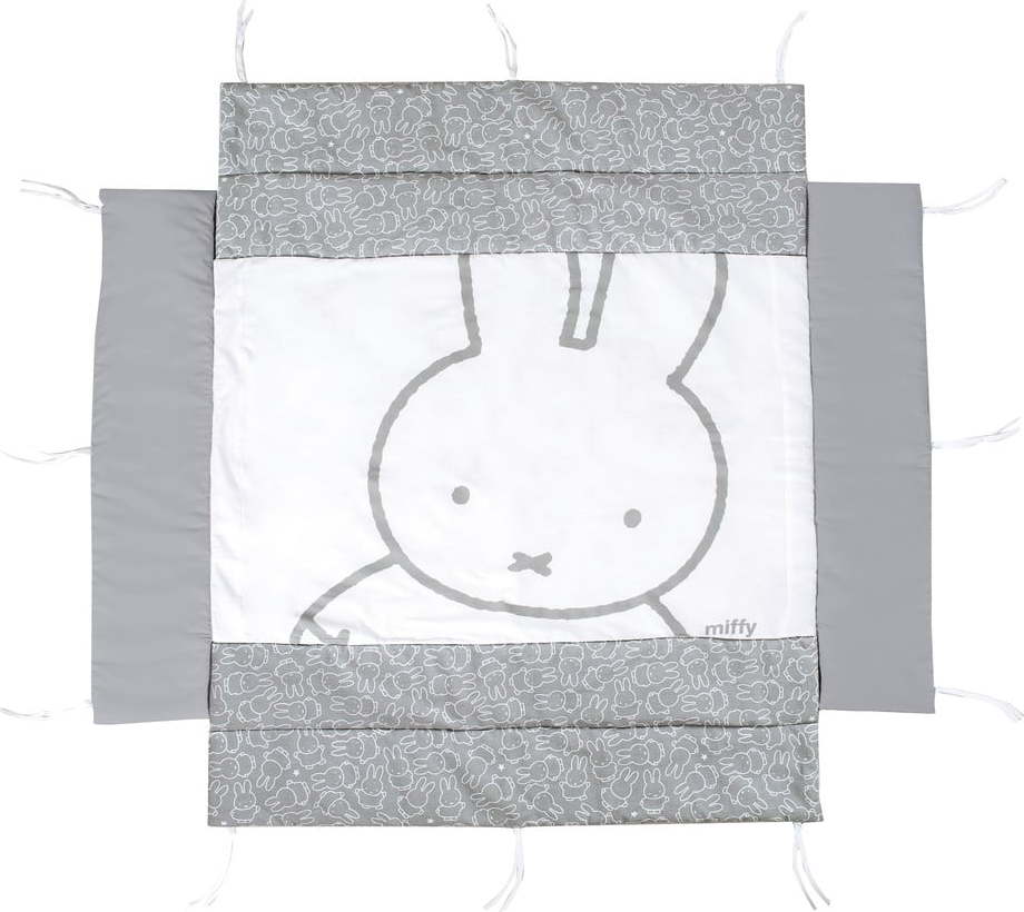 Bílý/šedý mantinel do postýlky s příměsí bavlny 96 cm Miffy – Roba Roba