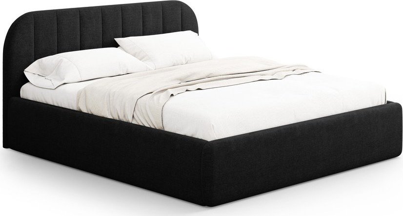 Černá čalouněná dvoulůžková postel s úložným prostorem s roštem 160x200 cm Juno – Windsor & Co Sofas Windsor & Co Sofas