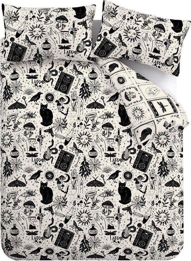 Černé/béžové povlečení na dvoulůžko 200x200 cm Enchanted Witchcraft – Catherine Lansfield Catherine Lansfield