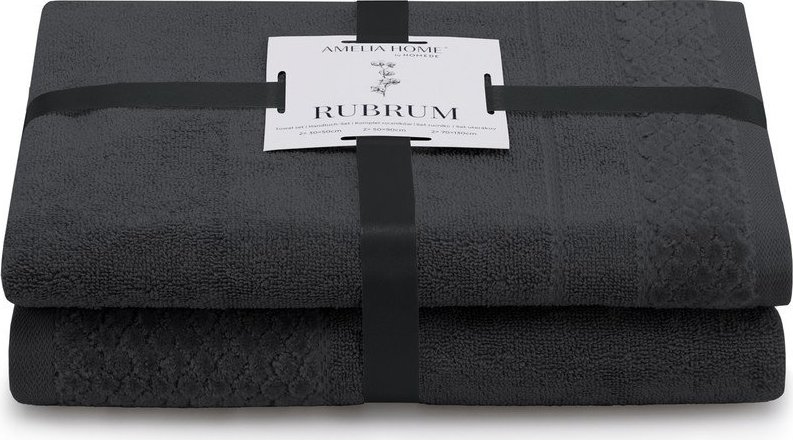 Černé froté bavlněné ručníky a osušky v sadě 2 ks Rubrum – Restilo Restilo