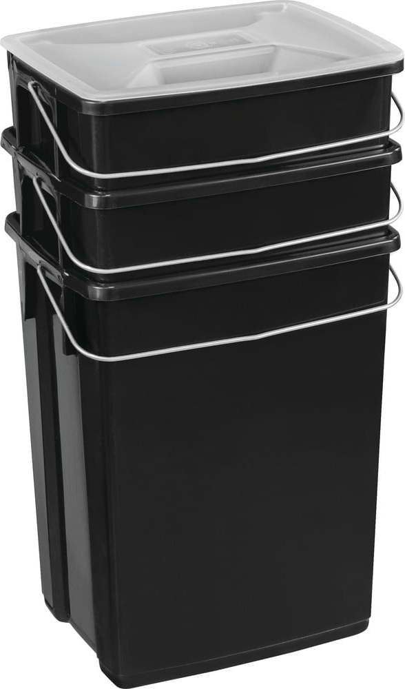 Černé plastové odpadkové koše v sadě 3 ks 2x10+6 l na tříděný odpad Biobox – Curver Curver