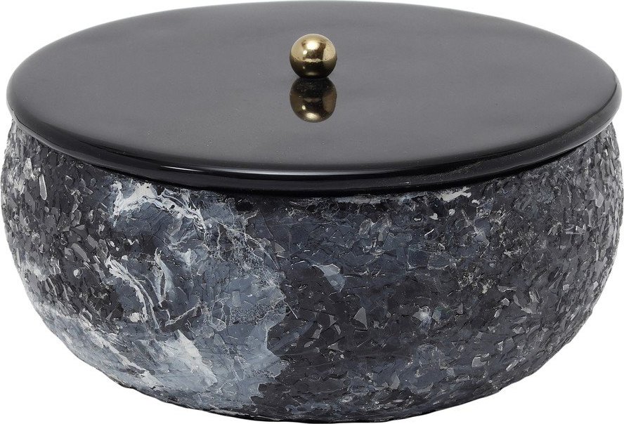 Černý kovový úložný box s víkem/dekorativní ø 16