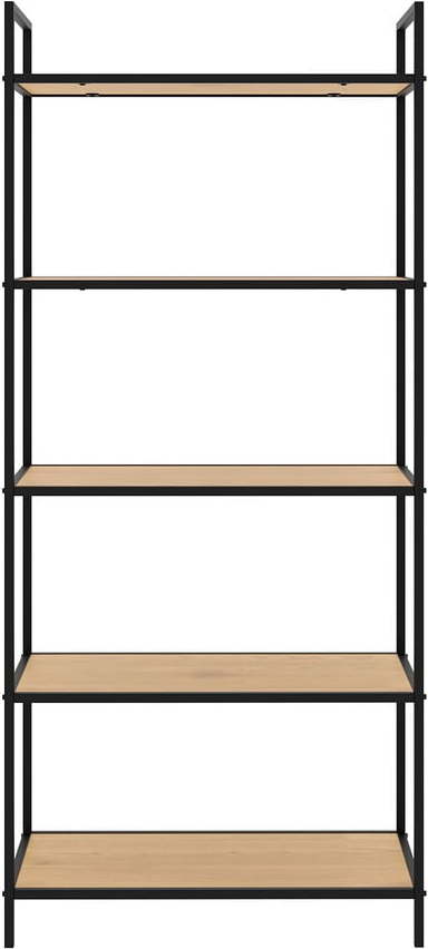 Černý/v přírodní barvě regál v dekoru dubu 70x156x35 cm Altino – Unique Furniture Unique Furniture