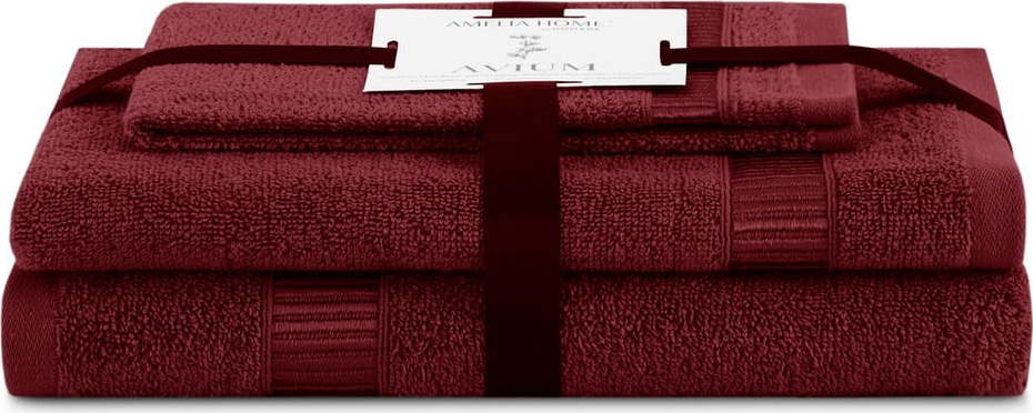 Červené froté bavlněné ručníky a osušky v sadě 3 ks Avium – Restilo Restilo