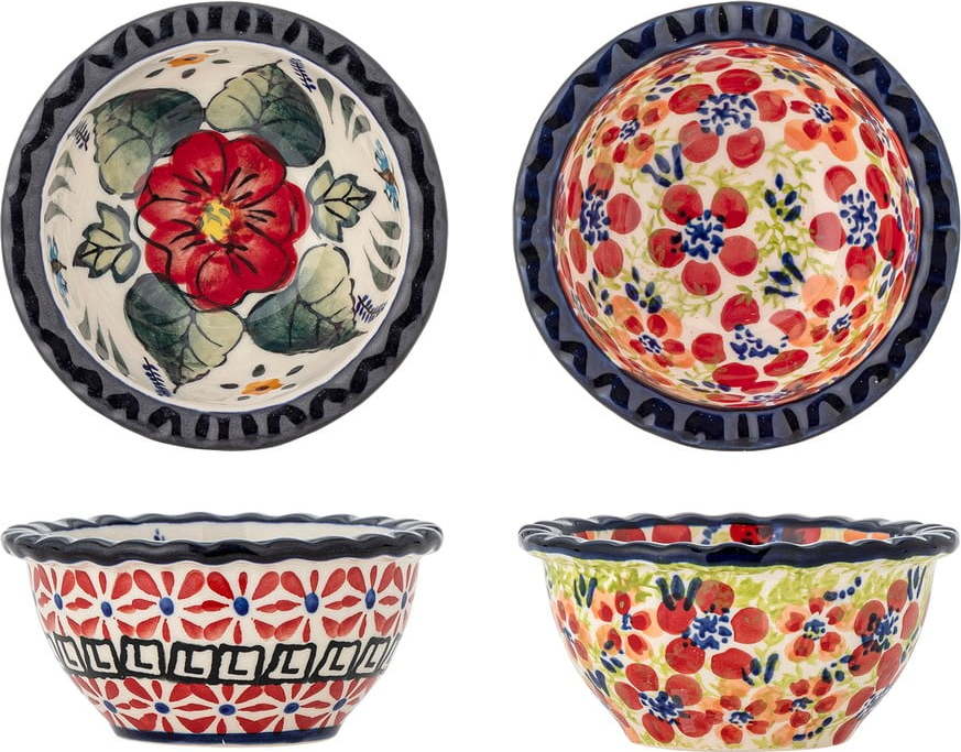 Červené servírovací misky v sadě 2 ks z kameniny 95 ml Florist – Bloomingville Bloomingville