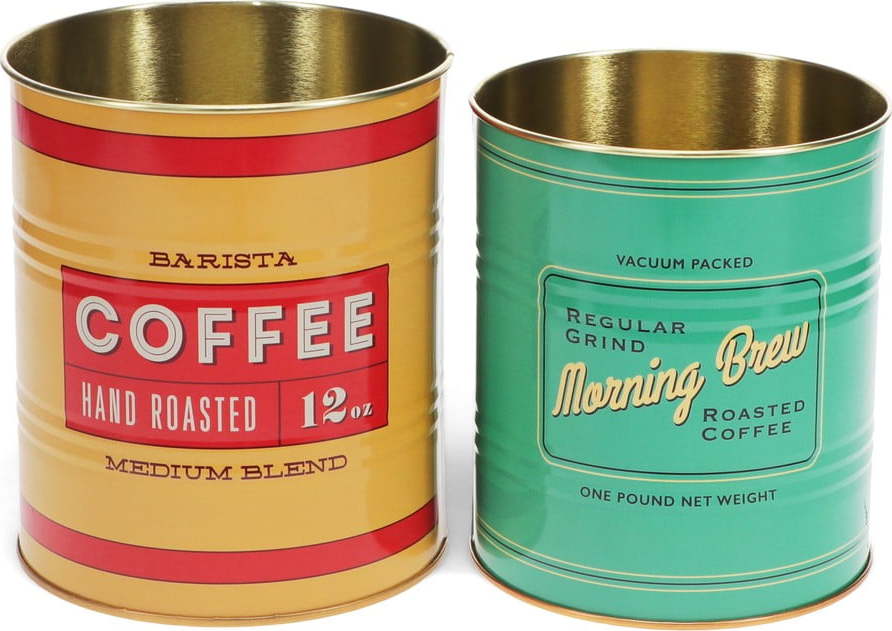Dekorativní cínové úložné boxy v sadě 2 ks ø 11x13 cm Vintage Coffee – Rex London Rex London