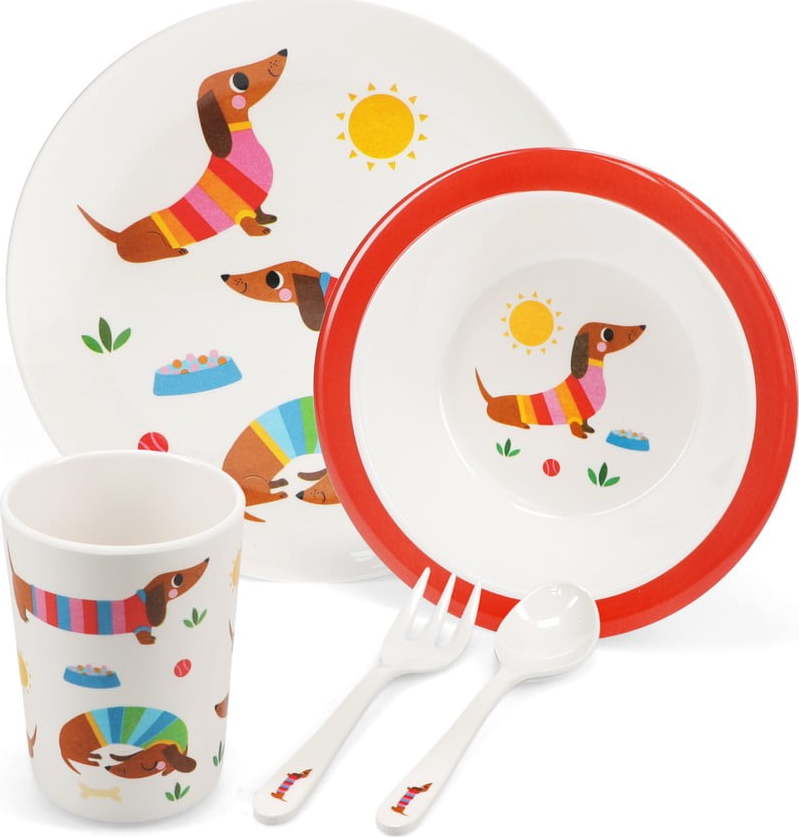 Dětská jídelní sada 5 ks Sunny Sausage Dog – Rex London Rex London