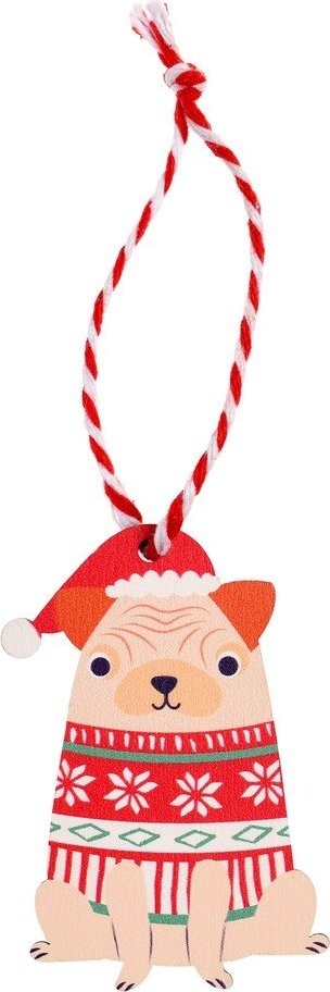 Dřevěná vánoční ozdoba 7 cm Pug – Rex London Rex London