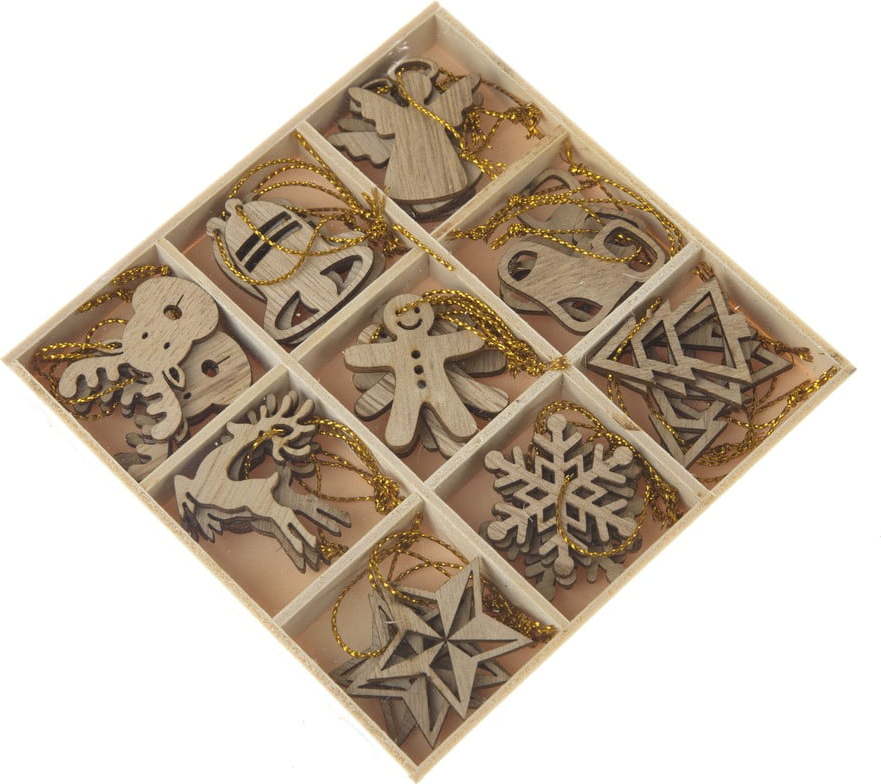 Dřevěné vánoční ozdoby v sadě 36 ks ø 3