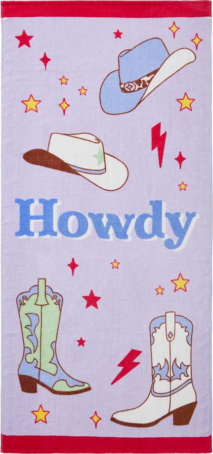 Fialová froté bavlněná plážová osuška 76x160 cm Howdy Cowgirl – Sassy B Sassy B