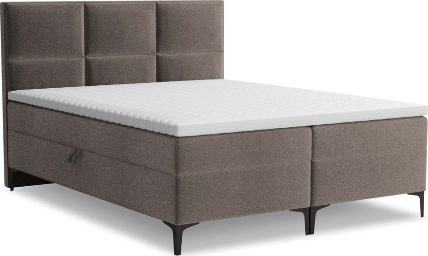 Hnědá boxspring postel s úložným prostorem 180x200 cm Pakalana – Makamii Makamii