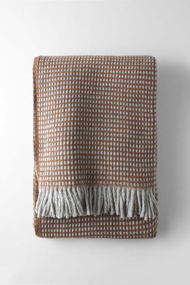 Hnědá deka s příměsí bavlny 140x180 cm Uniwaffle – Euromant Euromant