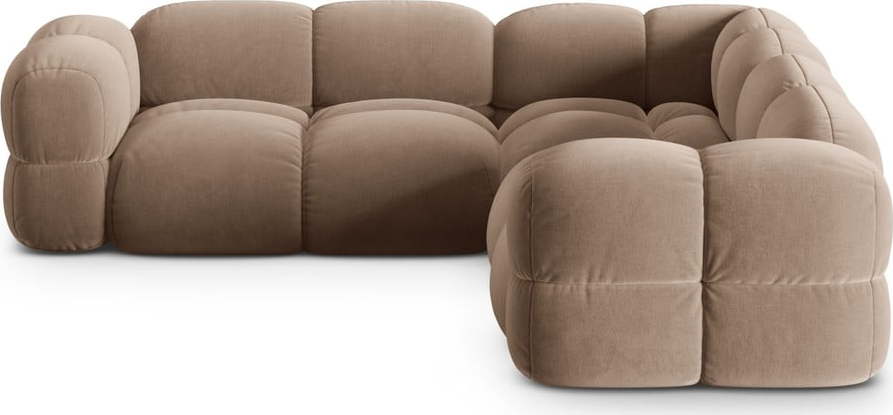Hnědá sametová rohová pohovka Loretto – Cosmopolitan Design Cosmopolitan design