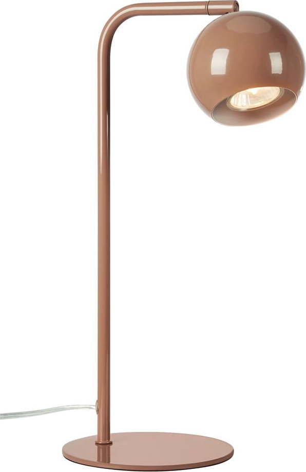 Hnědá stolní lampa s kovovým stínidlem (výška 39