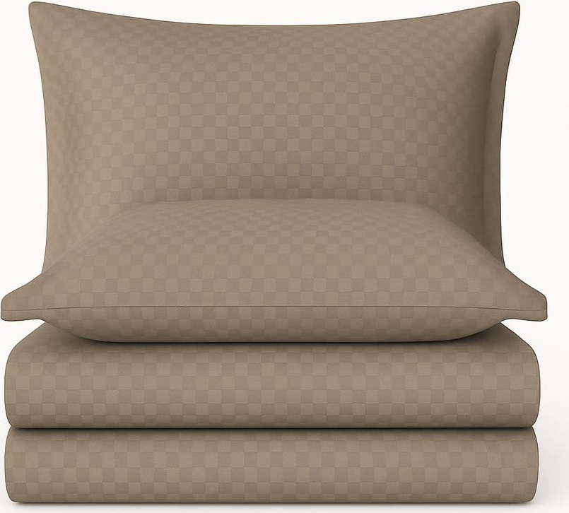 Hnědé povlečení na jednolůžko z bavlny Renforcé 140x200 cm Checkered – Mila Home Luxury Mila Home Luxury