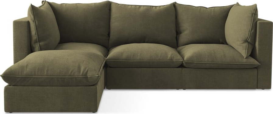 Khaki rohová pohovka (levý roh/s lenoškou) Manao – Makamii Makamii