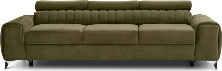 Khaki sametová rozkládací pohovka 261 cm Laurence – ELTAP ELTAP