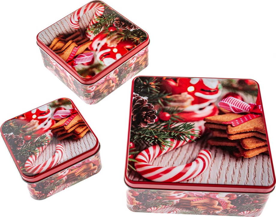 Kovové dózy v sadě 3 ks na cukroví Christmas – Dakls Dakls