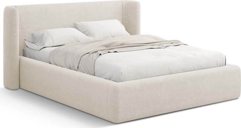 Krémová čalouněná dvoulůžková postel s úložným prostorem s roštem 200x200 cm Jason – Windsor & Co Sofas Windsor & Co Sofas