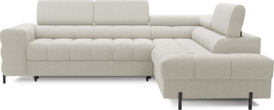 Krémová rozkládací/s úložným prostorem rohová pohovka z textilie bouclé (pravý roh/do L) Ferucce – ELTAP ELTAP