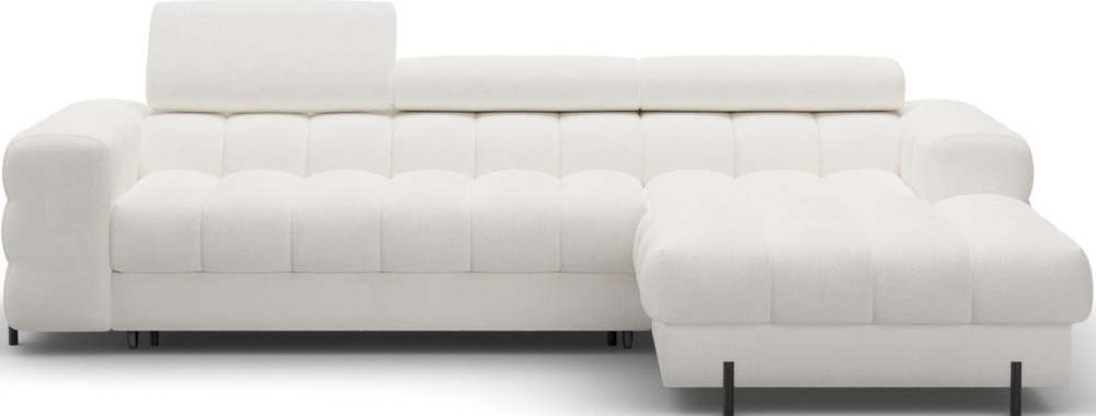 Krémová žinylková rozkládací/s úložným prostorem rohová pohovka (pravý roh/s lenoškou) Felro – ELTAP ELTAP