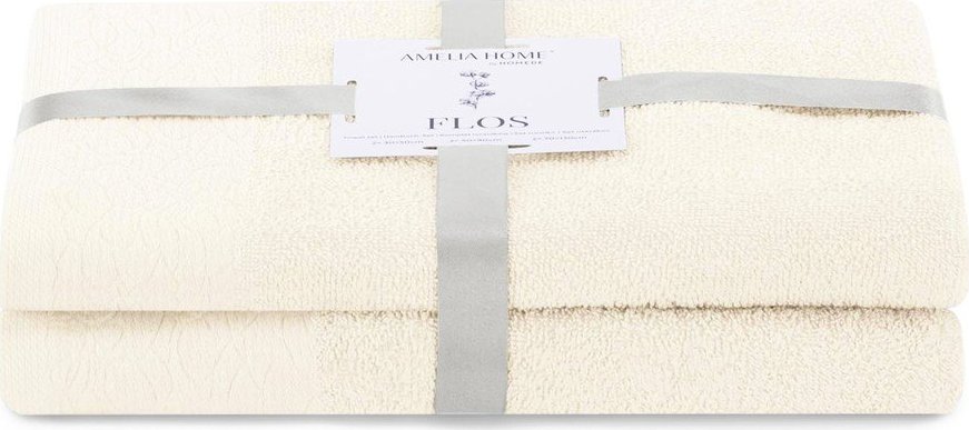 Krémové froté bavlněné ručníky a osušky v sadě 2 ks Flos – Restilo Restilo