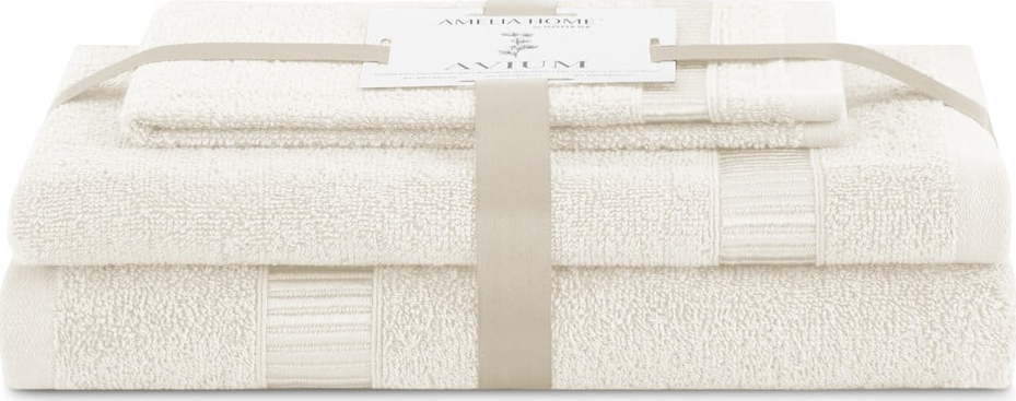 Krémové froté bavlněné ručníky a osušky v sadě 3 ks Avium – Restilo Restilo