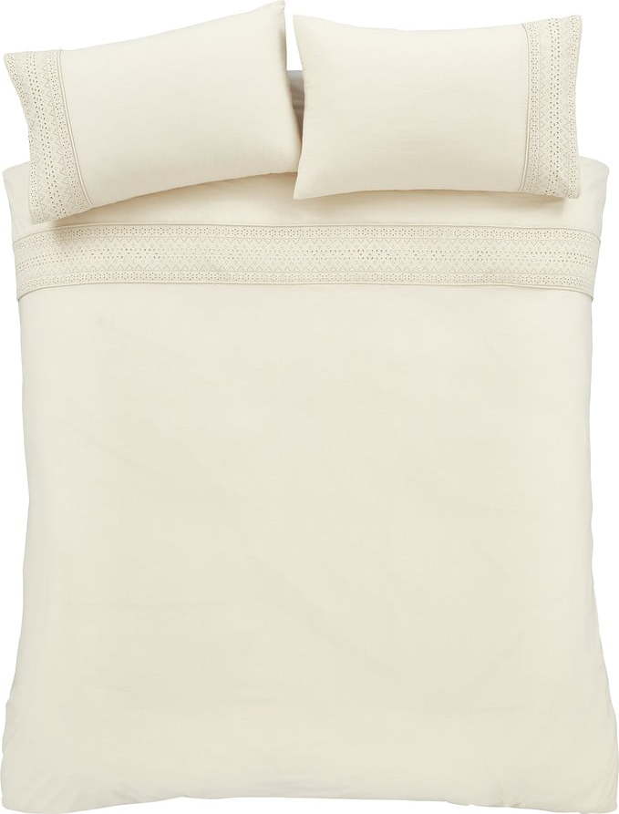 Krémové povlečení na dvoulůžko/prodloužené 230x220 cm Broderie Anglaise – Catherine Lansfield Catherine Lansfield