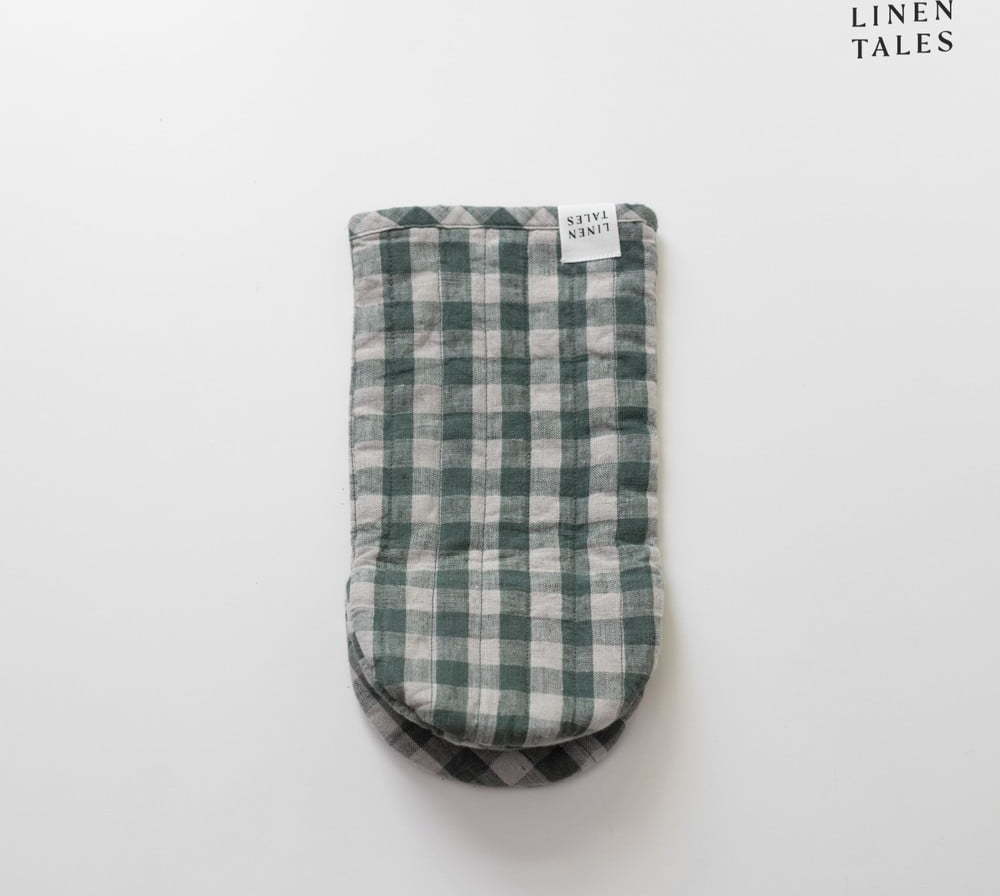 Lněná kuchyňská rukavice Forest Green Gingham – Linen Tales Linen Tales