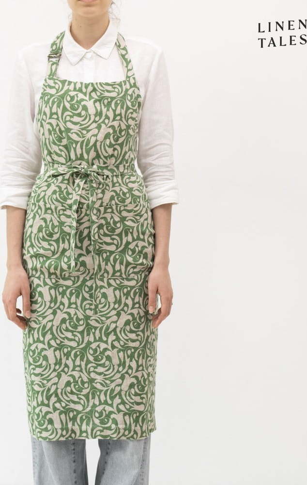 Lněná zástěra Evergreen Damask – Linen Tales Linen Tales