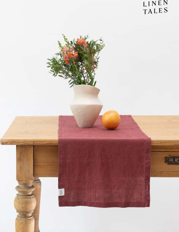 Lněný běhoun na stůl 40x150 cm Marsala – Linen Tales Linen Tales