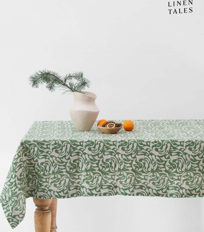 Lněný ubrus 140x250 cm Evergreen Damask – Linen Tales Linen Tales