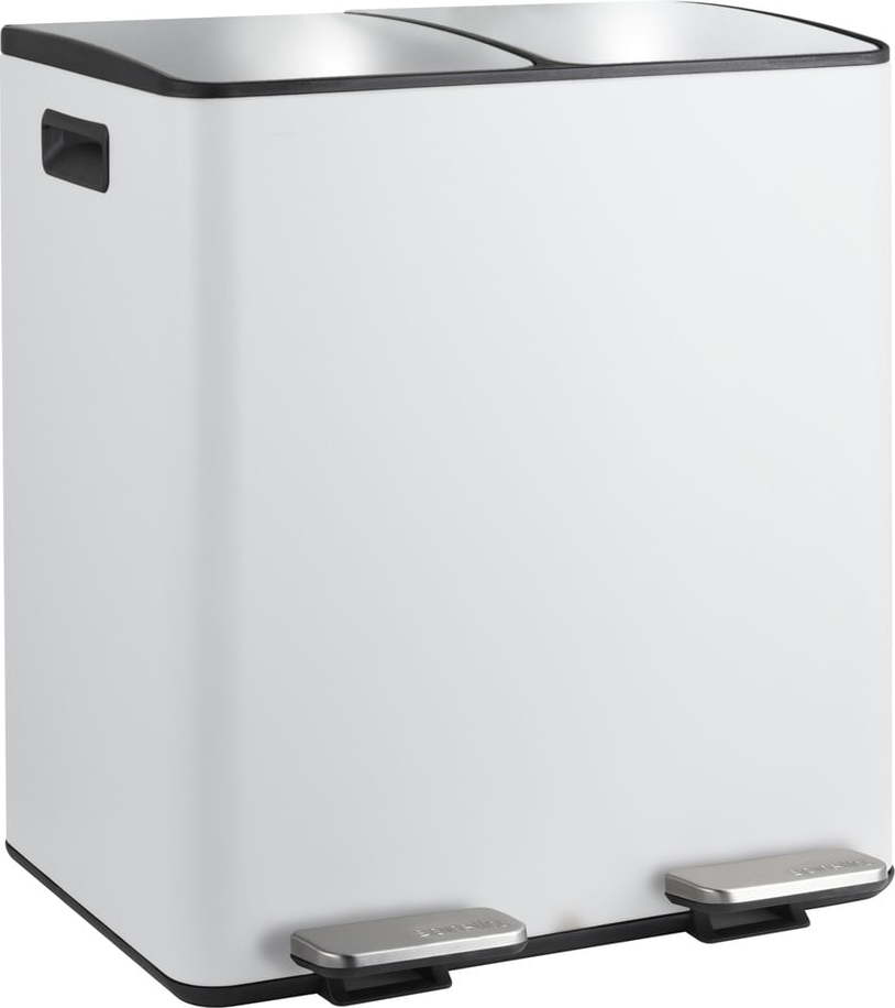 Matně bílý ocelový odpadkový koš 2x20 l na tříděný odpad/nášlapný Aliya – Spirella SPIRELLA