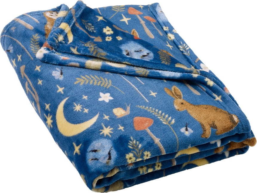 Modrá deka z mikroplyše 130x170 cm Enchanted Twilight Animals – Catherine Lansfield Catherine Lansfield