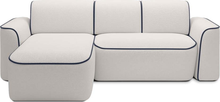 Modrá/krémová rohová pohovka z textilie bouclé (levý roh/s lenoškou) Ume – ELTAP ELTAP